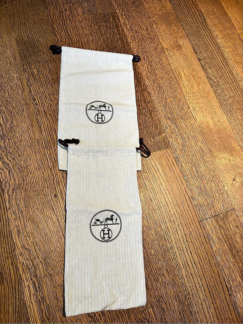 Hermès Long Dust Bag / Pouch White & Brown